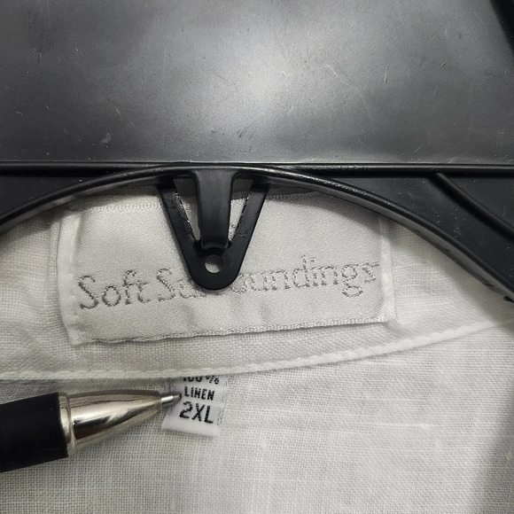 Soft surroundings women's button-up tunic top size 2XL white 100% linen … - Picture 3 of 8